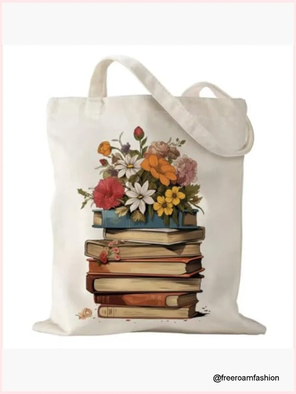 Cotton Canvas Tote Bag with Zipper Handles, Large Capacity, Reusable